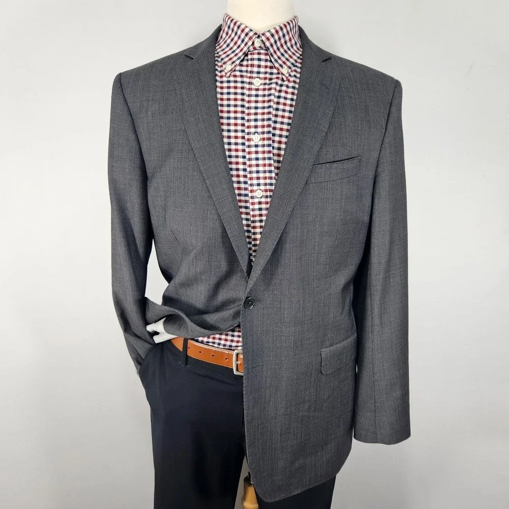 Brooks Brothers Explorer Men's‎ Sport Coat Blazer Two Button Gray Wool Blend 44L